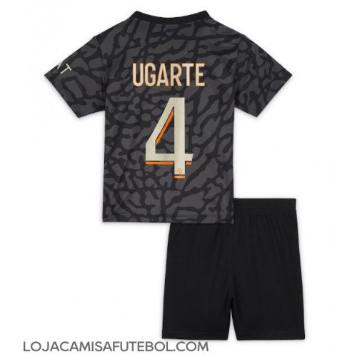 Camisa de Futebol Paris Saint-Germain Manuel Ugarte #4 Equipamento Alternativo Infantil 2023-24 Manga Curta (+ Calças curtas)
